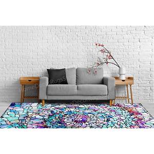 Tapis effet vitrail, Tapis imprimé moderne, Tapis de salon, Tapis en velours de luxe - Product Image 4