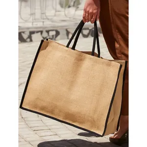 Sustainable Natural <b>Starched</b> Jute Tote Bag Shopper Promotional Merchandising - Product Image 3