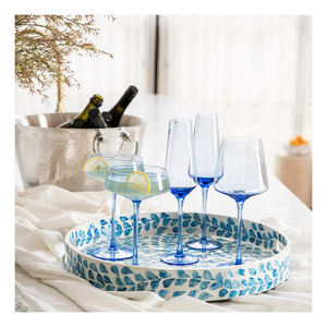 High End Quality Mosaic <b>Decorative</b> <b>Plates</b> Charger Mop Mother of Pearl Inlay Handle Serving Tray Customized Size Made in Vietnam - Product Image 3