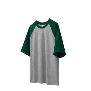 Heavy Weight 265G Cotton Raglan Oversized T Shirt Men Street Style Blank Custom Printing Regular Fit O-Neck Knitted Fabric - Product Image 3