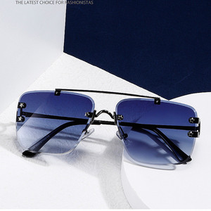 Logo personalizzato 2025 moda retrò <span class=keywords><strong>in</strong></span> metallo metallo grande montatura occhiali da sole UV400 quadrati senza montatura occhiali da sole uomo donna - Product Image 4