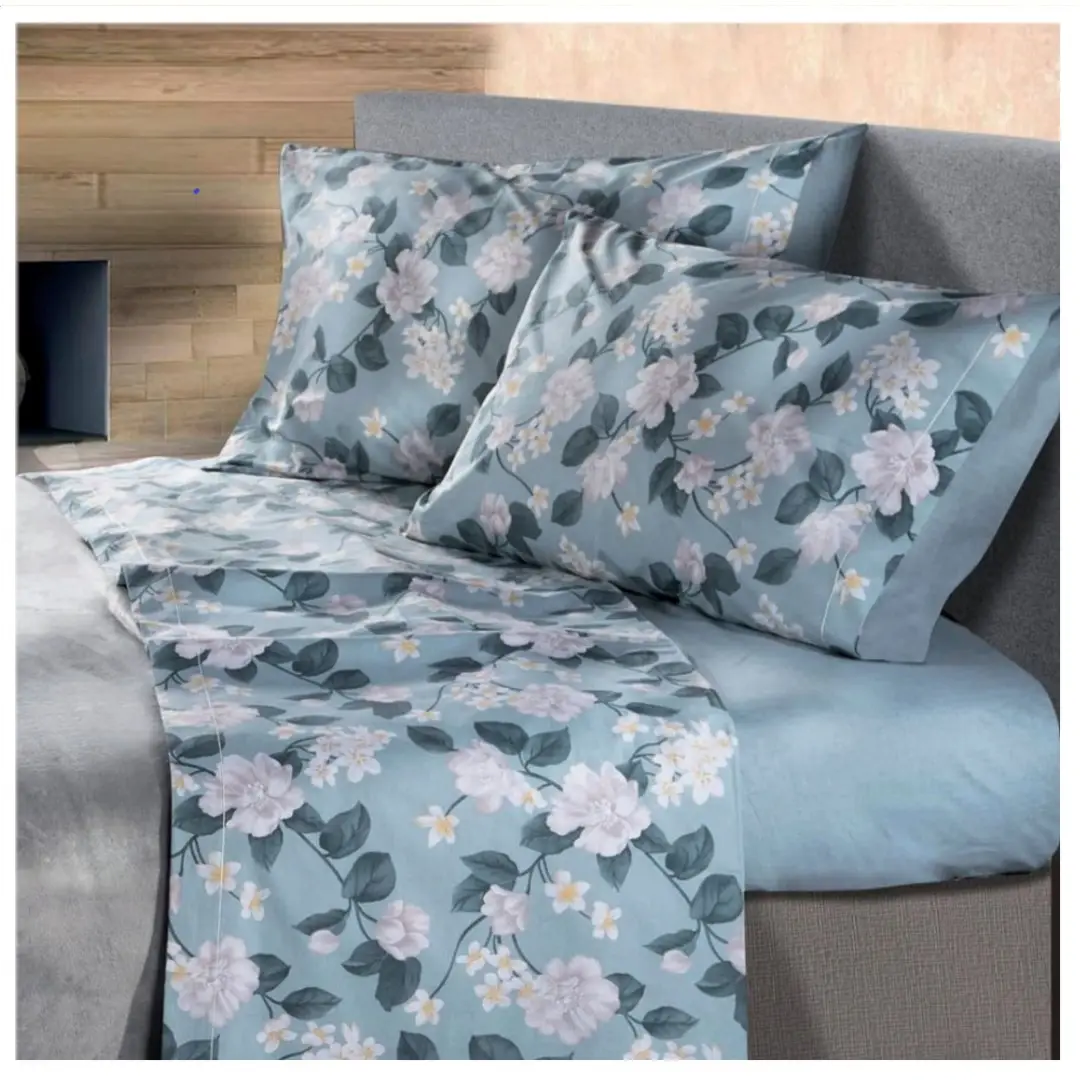 Factory Price Hand Made Bed line set satin cotton high quality made in Italy print cotton roses