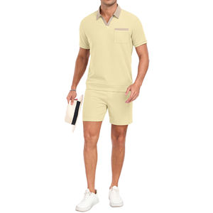 2 Piece Sets Summer Custom Made Polo T Shirt and Shorts Sets for <b>Men's</b> <b>Clothing</b> Plus Size High Street Style Cotton Twin Sets - Product Image 4