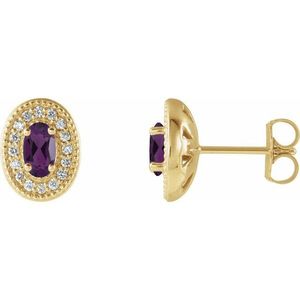 Gold Plated 4-Prong Halo-Style Earrings Oval with <b>Emerald</b> Pearl Diamond Main Stones for Wedding Party or Gift - Product Image 1
