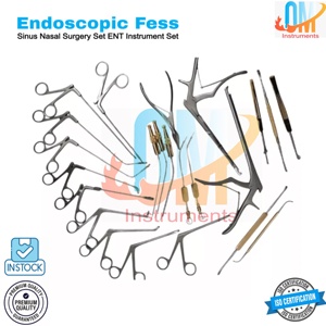 Ensemble complet d'instruments endoscopiques FESS pour la chirurgie des sinus, instruments chirurgicaux ORL réutilisables pour les oreilles, le nez et la gorge, qualité médicale - Product Image 2