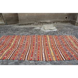 พรมตุรกีโบราณพื้นที่ขนาดใหญ่5.5 x 13ft แบบดั้งเดิมสีแดงสีเบจแบบเย็บปะติดผ้าขนสัตว์ยางเหนียวสำหรับตกแต่งห้องโถงห้อง - Product Image 4