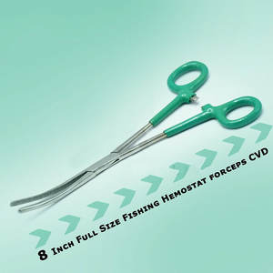 Juego de 2 Pinzas Hemostáticas Curvas y Rectas de 8 Pulgadas con Mango de PVC - Pinzas de Bloqueo Manuales de Acero Inoxidable - Hemostáticas Médicas Reutilizables - Product Image 3