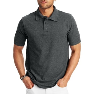 เสื้อยืดโปโลสำหรับผู้ชายผ้าฝ้ายแห้งเร็วพิมพ์โลโก้สีทึบ - Product Image 3