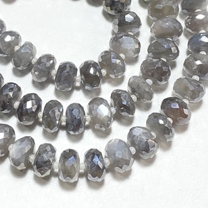 Perles Rondelle à facettes enduites de pierre de lune 9-9.5mm taille perceuse centrale 6 pouces brin mystique pierre de lune couleur grise pour la fabrication de bijoux - Product Image 3