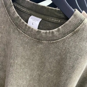 เสื้อยืดสำหรับผู้ชายผ้าฝ้ายฟอกสีแบบวินเทจฟอกสีกรด100% ลายแดดซีดจาง - Product Image 3