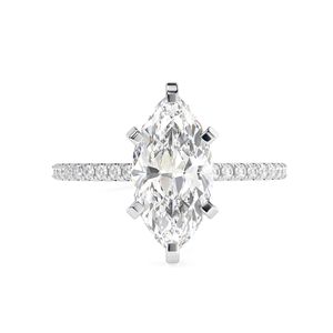 2.00 ctBague de fiançailles solitaire en diamant taillé Marquise avec accents pour femme - Product Image 4