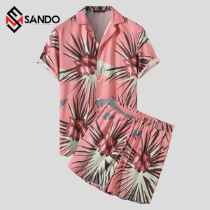 ชุดชายหาดแขนสั้นสำหรับผู้ชาย,ชุดสั้นสองชิ้นแบบลำลองโลโก้แบบกำหนดเองสำหรับฤดูร้อน - Product Image 1