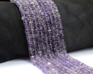 Brins brésiliens de 10mm de perles de pierres précieuses d'améthyste en forme de Heishi à coupe lisse faite à la main pour la fabrication de bijoux - Product Image 1