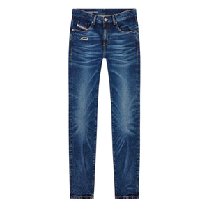 Elegante Slim Fit Goth Bordado Azul Oscuro Jeans Cómodo Alto Versátil Denim para Cualquier Ocasión Casual Sólido para Primavera - Product Image 1