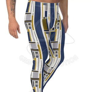 Legging imprimé coupe ajustée pour hommes Design personnalisable avec impression par sublimation Nouveau legging à rayures de gymnastique - Product Image 4