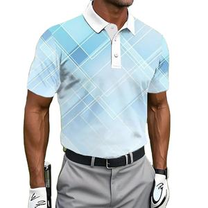 Chemises décontractées pour hommes à manches courtes, respirantes, écologiques, anti-plis, séchage rapide, imprimées numériquement, en polyester/coton, à col revers - Product Image 2