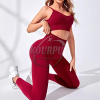Conjunto de Yoga de 2 Piezas para Mujer, Leggings de Cintura Alta con Cordón Ajustable, Transpirables, Ecológicos, Tallas Grandes