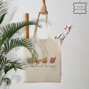 Sac fourre-tout de luxe en toile de coton blanc avec poignée bleue sac cadeau vierge recyclable pour shopping ou cadeau, vente en gros - Product Image 5