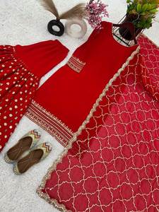 Anniversary Days Special Wear Wholesale Indian Ethnic Desi Girls Georgette <b>Top</b> Plazo Three Piece Set Collection 2024 - Product Image 6