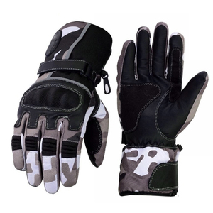 Gants de moto d'hiver longs en cuir véritable pour hommes doigt complet léger antidérapant imperméable Sports de plein air fermeture à boucle - Product Image 5