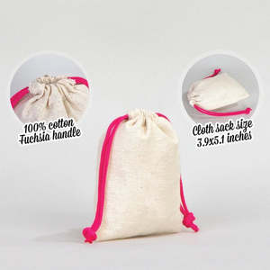 Fuchsia <b>Drawstring</b> Cotton <b>Pouch</b> 4 W X 5 H Screen Printing for Packaging Jewelry Food Gifts with Custom Logo Option - Product Image 3