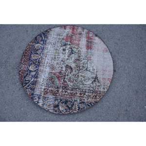 Alfombra turca vintage de 3,6x3,6 pies, tejido plano rojo y azul, diseño de retazos de área grande para decoración para sala de estar, Material de lana de látex - Product Image 3