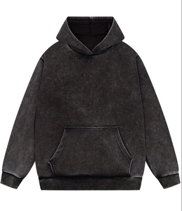 เสื้อสเวตเตอร์ผ้าคอตตอน100% หนาของผู้ชายเสื้อฮู้ดสีดำสไตล์วินเทจ - Product Image 1