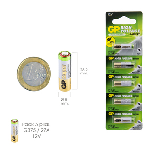 Batteria Alcalina G375/27A 12V Senza Mercurio (Blister da 5 Pezzi) - Product Image 1