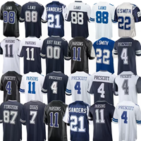 Jersey Sepak Bola Amerika Baru 2025 Unisex untuk 21 Sanders 8 Aikman 11 Parsons, Jersey Tim Pertandingan Lengan Pendek Bernapas