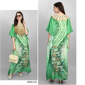 Indien pakistanais exclusif Afreen dernière fantaisie Polyester crêpe impression numérique caftan pour les femmes parole longueur maillots de bain pierre travail - Product Image 3