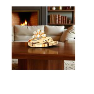 Juego de puntas de diamante de corte redondo cultivado en laboratorio de 0,12 quilates en seis motivos en forma de pétalo, anillo de plata para ella - Product Image 3