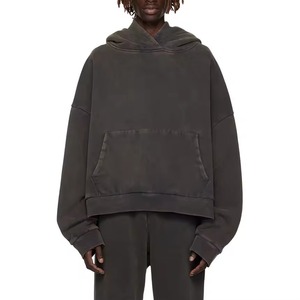 2025 personnalisé Vintage pierre lavé 100% coton hommes Boxy goutte épaule sweats à capuche de haute qualité solide uni teint hiver Streetwear - Product Image 4