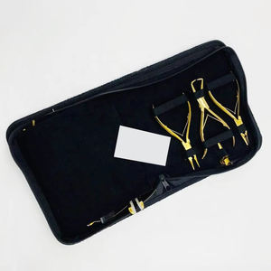 Kit d'outils professionnels pour extensions de cheveux et perlage, pince à extensions de cheveux nouées à la main avec aiguille, pochette en cuir, outils de maquillage - Product Image 2