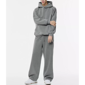 Sudadera con Capucha Extra Grande para Hombre, Lavada al Ácido, de Alta Calidad, con Bolsillos con Ribete, Pantalones Deportivos, Cuello con Capucha, Logotipo Personalizado, Felpa de Algodón - Product Image 1