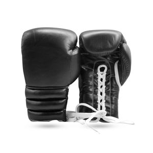 Nouveaux gants de boxe noirs pour hommes, personnalisables avec logo, en cuir de vachette 16 OZ, pour la boxe et le combat. - Product Image 1
