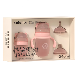 Logo personnalisé dessin animé <span class=keywords><strong>anti</strong></span> coliques bébé nouveau-né biberon ensemble boîte-cadeau sans BPA col large silicone souple biberon poignée - Product Image 2