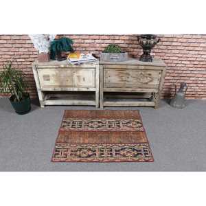 Tapis turc, petit tapis de 2,7 x 3,2 pieds, tapis vintage en laine rouge camouflage - Product Image 2