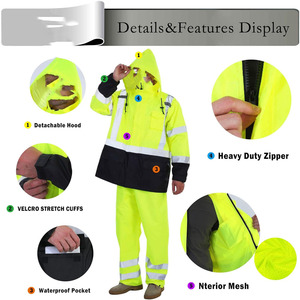 Veste de sécurité en polyester 100% respirante et imperméable à séchage rapide pour hommes vente en ligne de vêtements de travail fabriqués par Dress Sports - Product Image 5