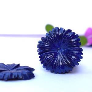 Natural <b>Lapis</b> <b>Lazuli</b> Stone Flower Shape Loose Carved Gemstone for Jewelry <b>Pendant</b> Making 20mm Crystal Carving Birthstone Charms - Product Image 3