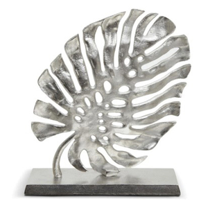 Accesorios de Decoración para el Hogar de Diseño Rústico Nórdico Moderno, Escultura de Hoja de Aluminio con Acabado en Níquel Plateado, Arte Navideño - Product Image 1