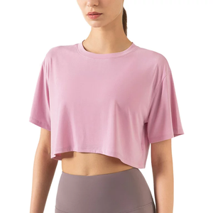 Camiseta corta con cuello redondo para mujer de calidad superior, ropa informal 2025 100% de algodón, Camiseta corta en blanco transpirable - Product Image 2