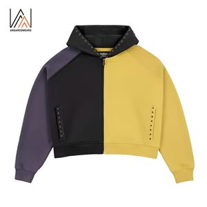 Tùy Chỉnh Đa Màu Sắc Người Đàn Ông Của Thời Trang Phố Áo Rhinestone Màu Sắc-Khối Zip up Hoodies Mùa Đông Áo chui đầu Đội Mũ Trùm đầu Cổ Áo Màu Sắc Tốt Nhất - Product Image 1