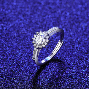 NOVAMART Fine Moissanite <b>Ring</b> for Women 0.5 Ct Eternal Bloom 925 Sterling <b>Silver</b> <b>Adjustable</b> GRA Certified Wholesale Export - Product Image 4