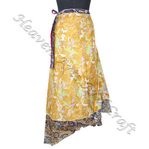 Double Layer Magic Classy Vintage Sari Silk Wrap <b>Skirts</b> 2 Layer Reversible Magic Silk Saris Wrap Long <b>Skirt</b> <b>Sexy</b> Vintage Silk - Product Image 2