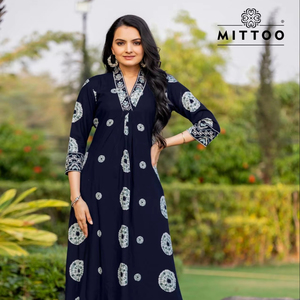 Mittoo compras en línea para formal Kurtis Vitara rayón estampado indio y paquistaní ropa al por mayor - Product Image 1