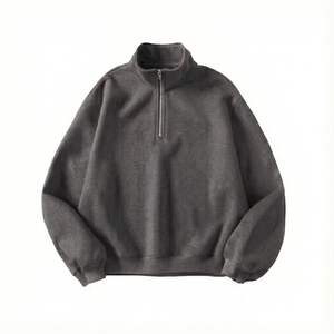 Dark Grey Charcoal <b>Half</b> <b>Zip</b> <b>Sweatshirt</b> Acid Wash Look Heavyweight Quarter <b>Zip</b> Pullover <b>Men</b> Streetwear Essentials Custom Label - Product Image 1