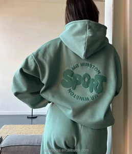 เสื้อมีฮู้ดโอเวอร์ไซส์สำหรับผู้หญิงผ้าคอตตอนปักลายแบบไม่มีเชือกหนา - Product Image 5