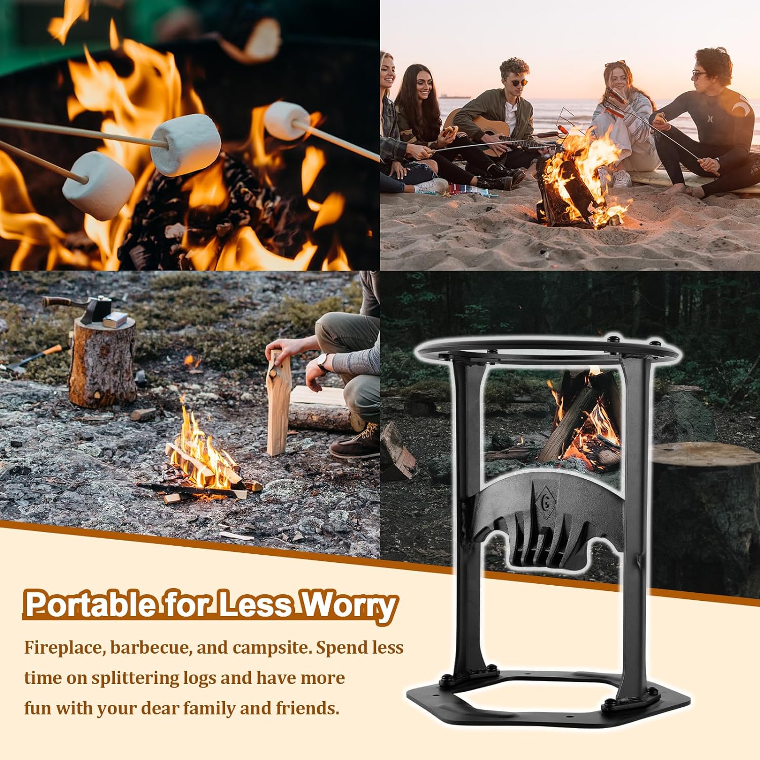 HANPIU XL Kindling Splitter For Wood With Gloves, Manual Log Splitter