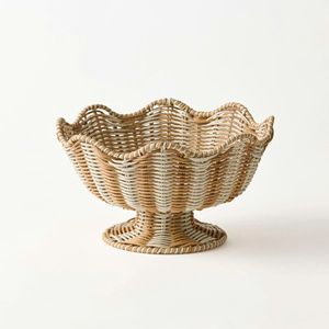 New Collection Of Rattan Scalloped Pedestal Bowl For Fruit Bread <b>Display</b> Decorative <b>Basket</b> Eco-Friendly Made In Vietnam Supplier - Product Image 6