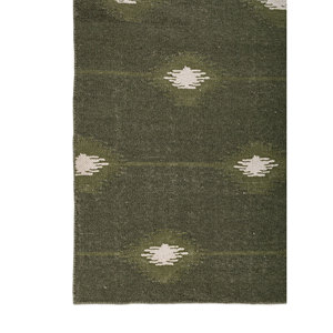 พรมอินดัสบาร์ ADWV-13015 สีเขียว ลายเรียบ ทอจากขนสัตว์และใยวิสโคส ลายเรขาคณิต รูปทรงสี่เหลี่ยมผืนผ้า สำหรับห้องนั่งเล่น ห้องนอน และทางเดินในบ้าน - Product Image 4